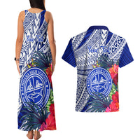 Personalised Samoana High School Couples Matching Tank Maxi Dress and Hawaiian Shirt American Samoa Schools Polynesian Tropical Flowers - Wonder Print Shop