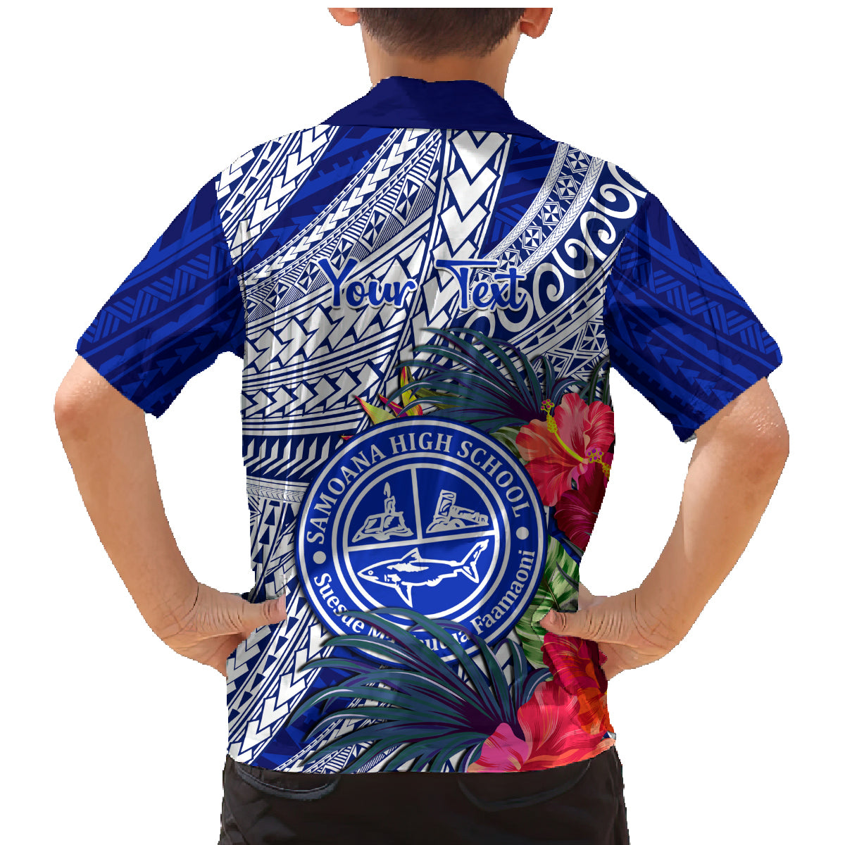 Personalised Samoana High School Family Matching Mermaid Dress and Hawaiian Shirt American Samoa Schools Polynesian Tropical Flowers - Wonder Print Shop