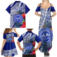 Personalised Samoana High School Family Matching Summer Maxi Dress and Hawaiian Shirt American Samoa Schools Polynesian Tropical Flowers - Wonder Print Shop