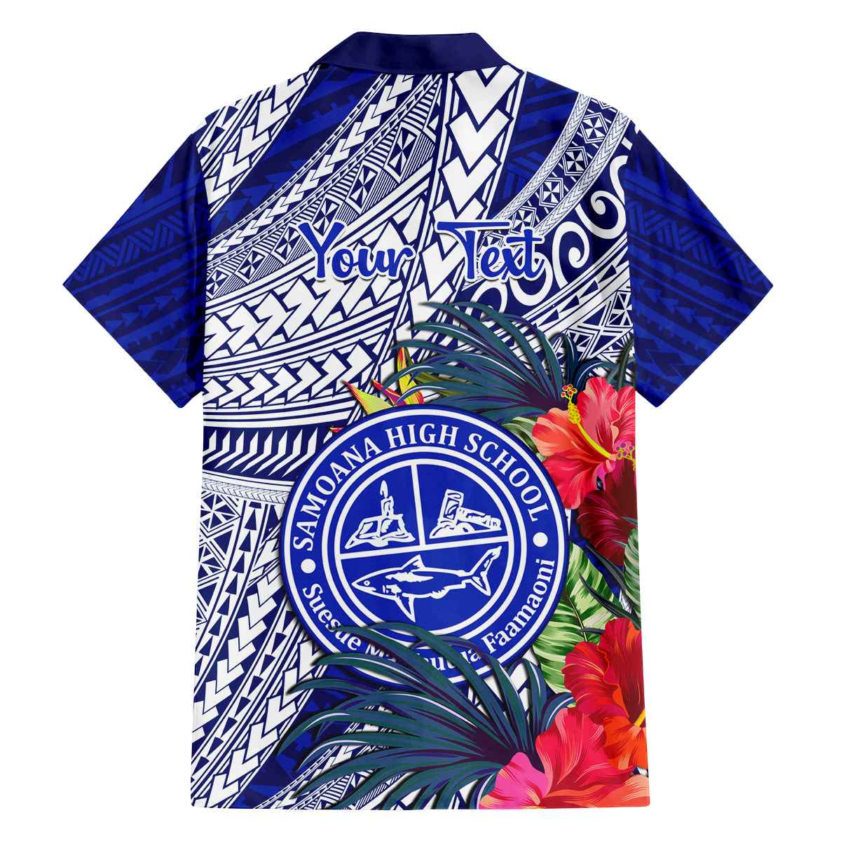 Personalised Samoana High School Family Matching Summer Maxi Dress and Hawaiian Shirt American Samoa Schools Polynesian Tropical Flowers - Wonder Print Shop