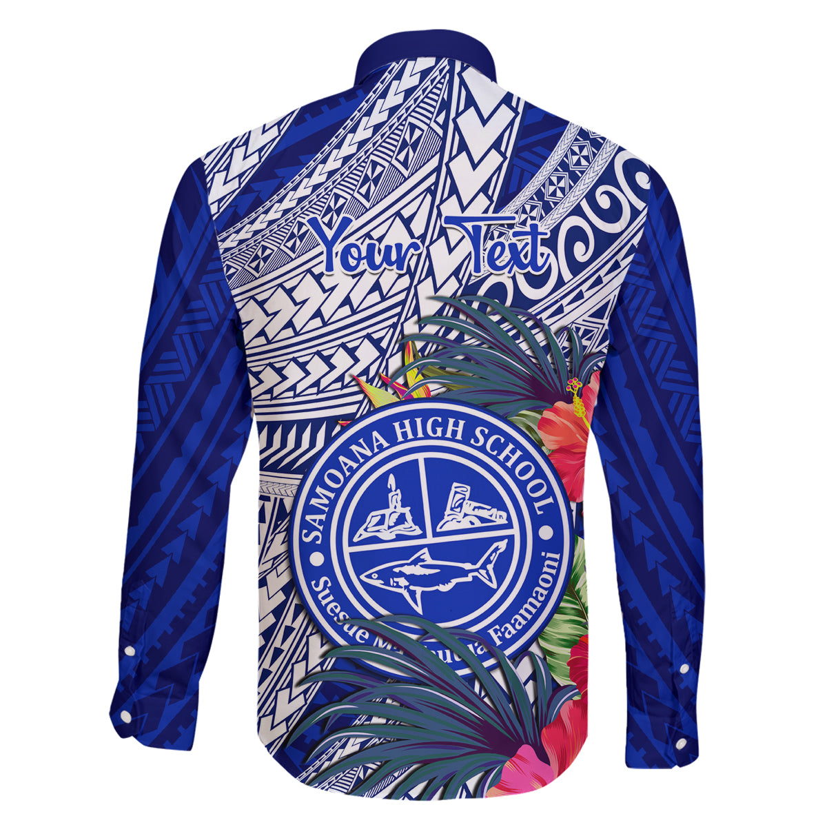 Personalised Samoana High School Family Matching Summer Maxi Dress and Hawaiian Shirt American Samoa Schools Polynesian Tropical Flowers - Wonder Print Shop