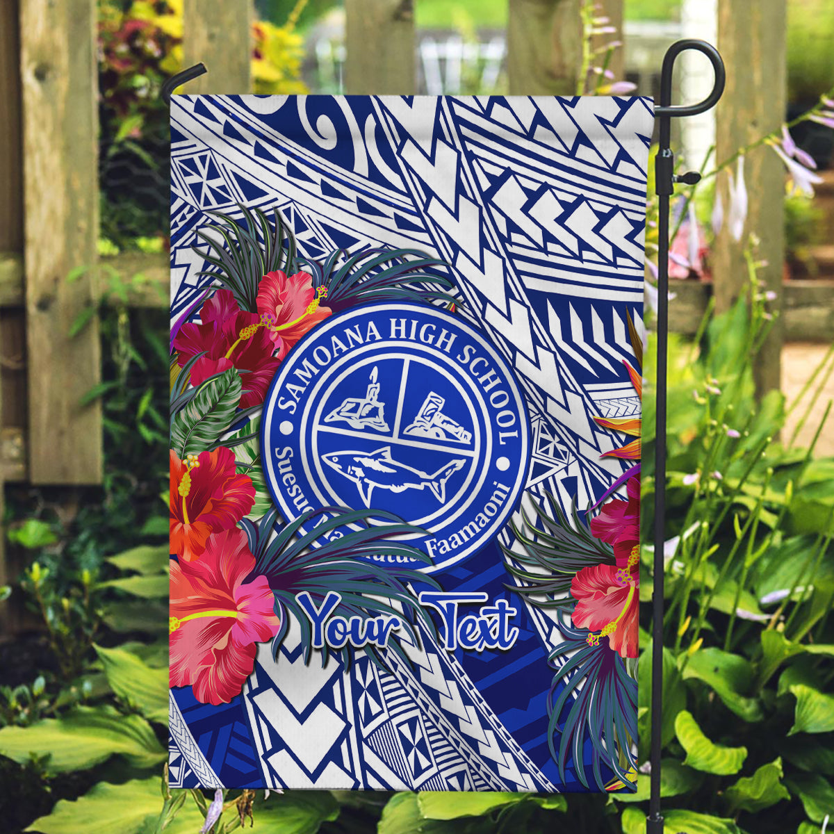 Personalised Samoana High School Garden Flag American Samoa Schools Polynesian Tropical Flowers - Wonder Print Shop