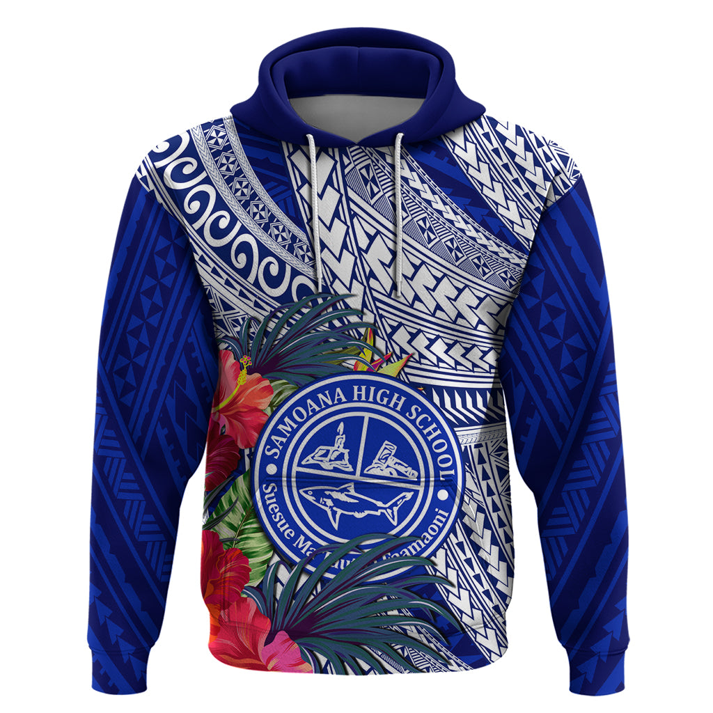 Personalised Samoana High School Hoodie American Samoa Schools Polynesian Tropical Flowers - Wonder Print Shop