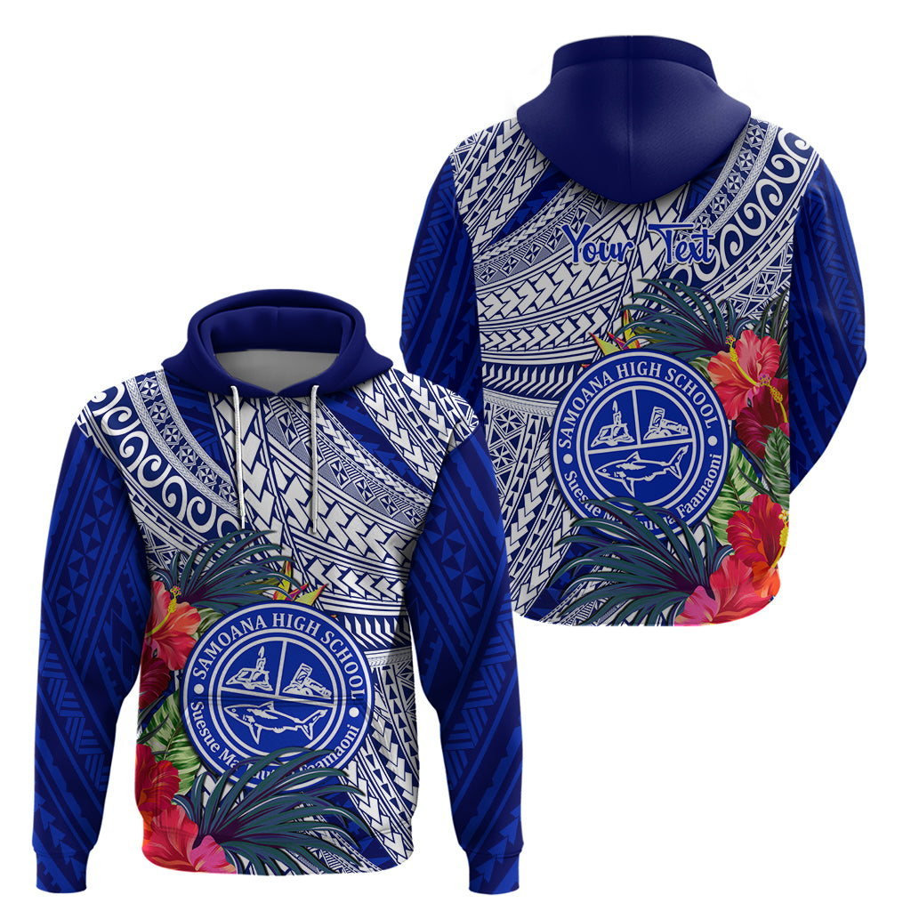 Personalised Samoana High School Hoodie American Samoa Schools Polynesian Tropical Flowers - Wonder Print Shop