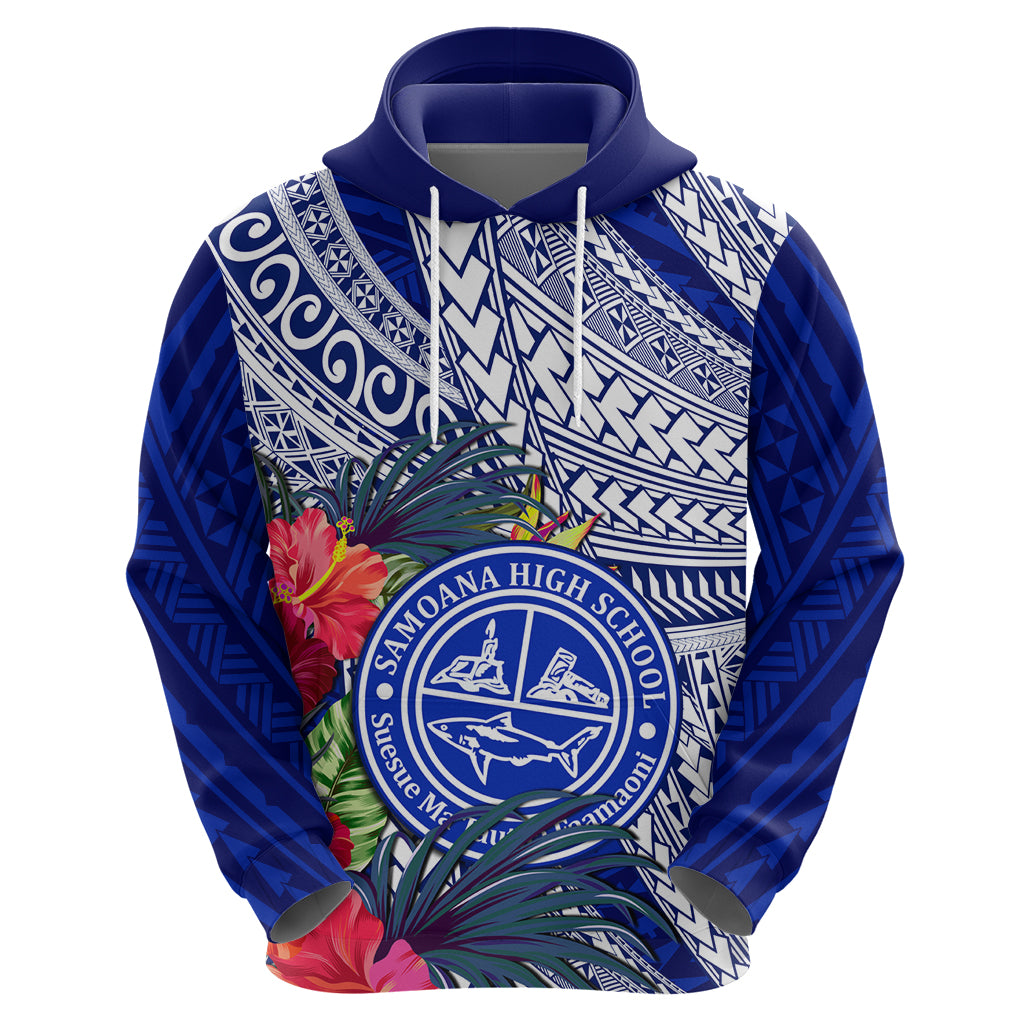 Personalised Samoana High School Hoodie American Samoa Schools Polynesian Tropical Flowers - Wonder Print Shop