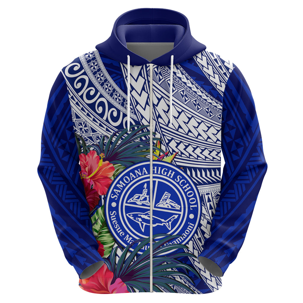 Personalised Samoana High School Hoodie American Samoa Schools Polynesian Tropical Flowers - Wonder Print Shop