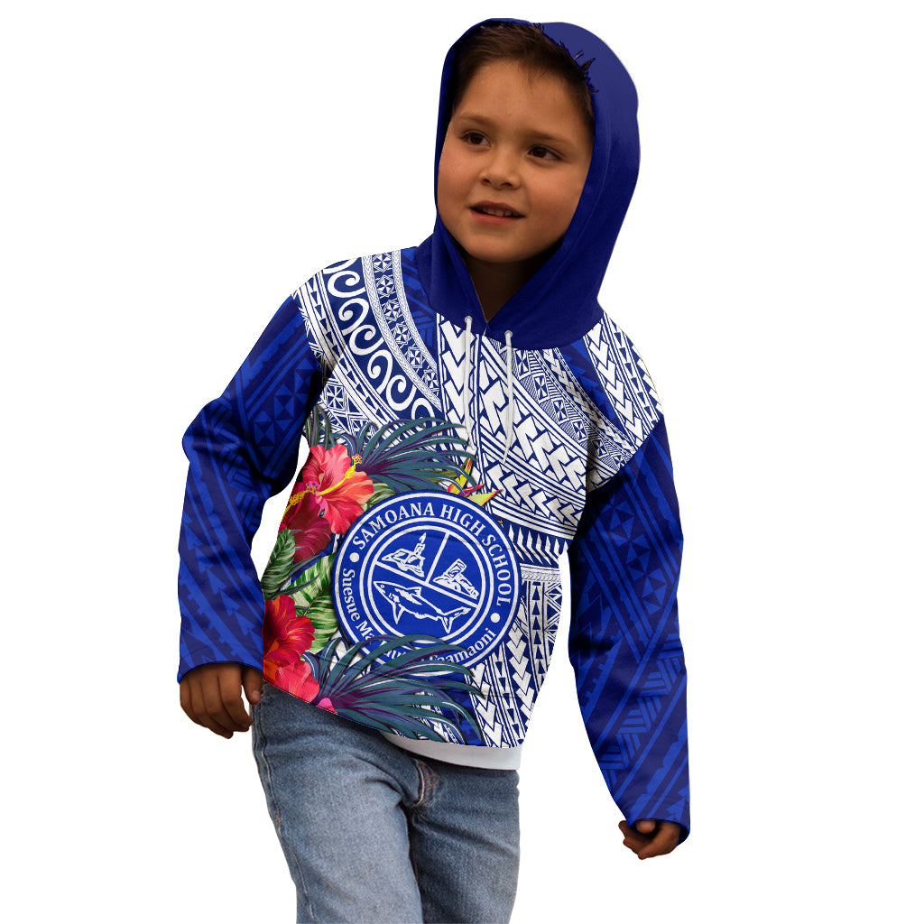Personalised Samoana High School Kid Hoodie American Samoa Schools Polynesian Tropical Flowers - Wonder Print Shop
