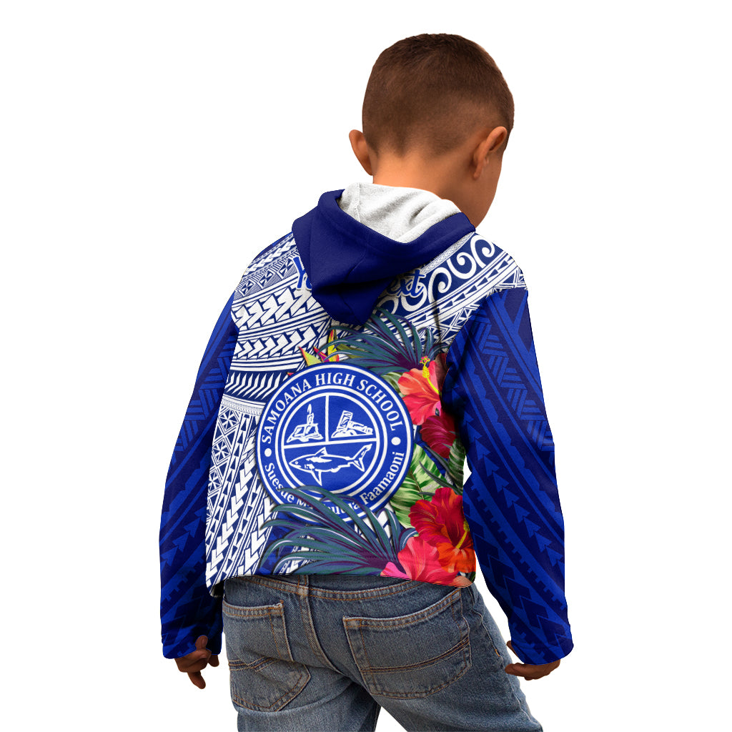 Personalised Samoana High School Kid Hoodie American Samoa Schools Polynesian Tropical Flowers - Wonder Print Shop