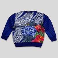 Personalised Samoana High School Kid Ugly Christmas Sweater American Samoa Schools Polynesian Tropical Flowers - Wonder Print Shop