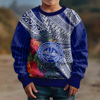 Personalised Samoana High School Kid Ugly Christmas Sweater American Samoa Schools Polynesian Tropical Flowers - Wonder Print Shop