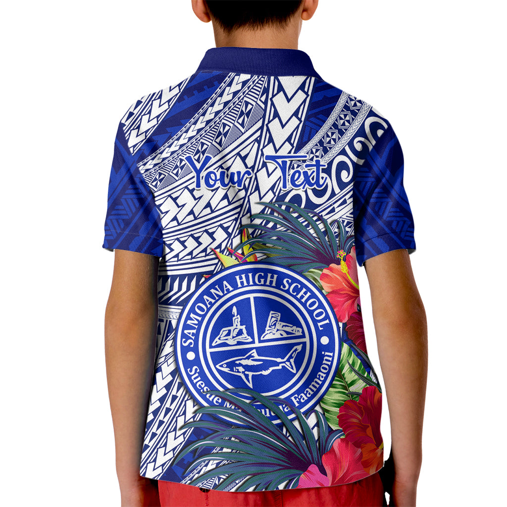 Personalised Samoana High School Kid Polo Shirt American Samoa Schools Polynesian Tropical Flowers - Wonder Print Shop
