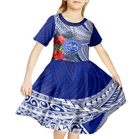 Personalised Samoana High School Kid Short Sleeve Dress American Samoa Schools Polynesian Tropical Flowers - Wonder Print Shop