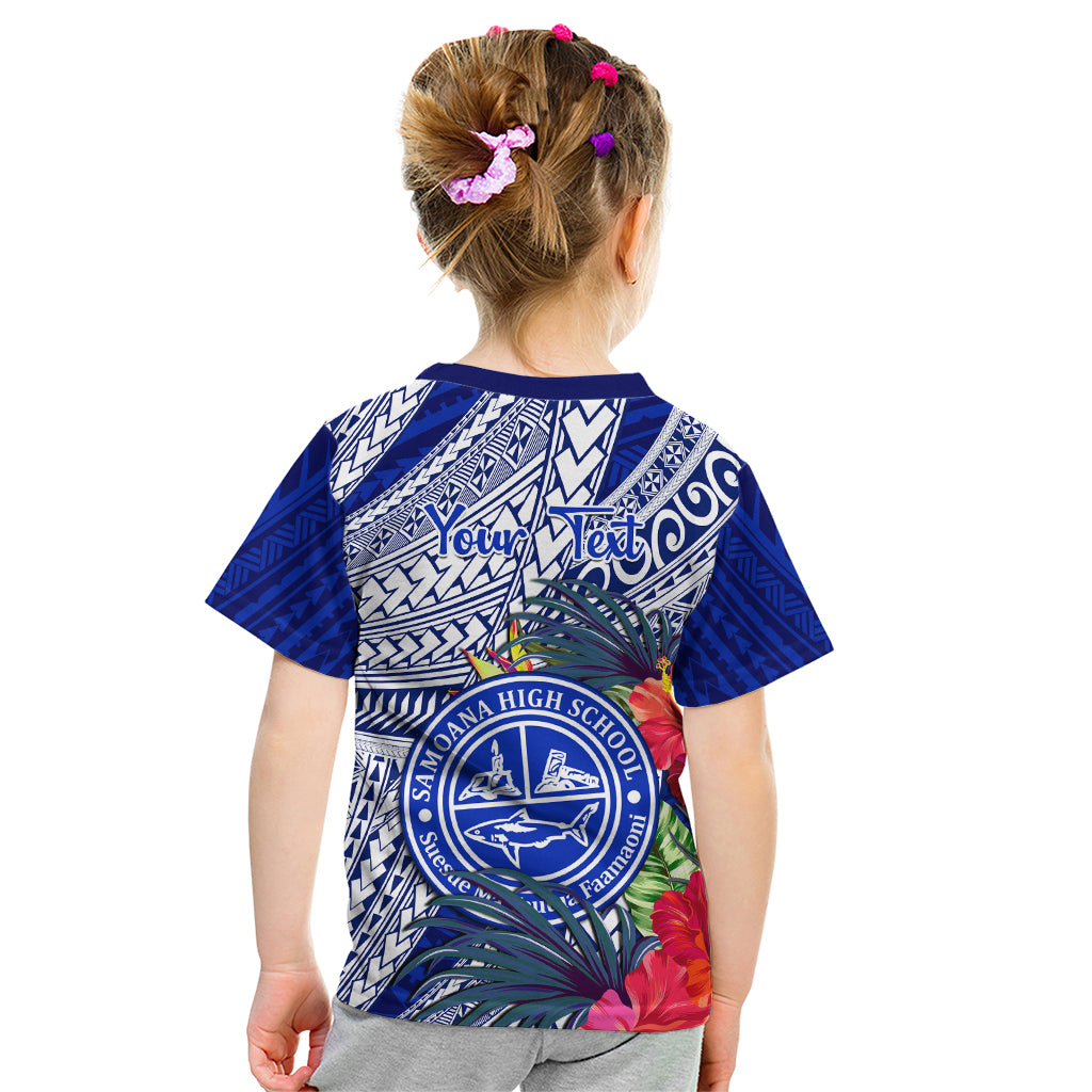 Personalised Samoana High School Kid T Shirt American Samoa Schools Polynesian Tropical Flowers - Wonder Print Shop