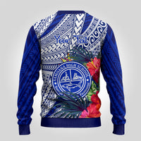 Personalised Samoana High School Ugly Christmas Sweater American Samoa Schools Polynesian Tropical Flowers - Wonder Print Shop