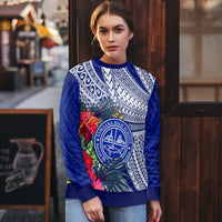 Personalised Samoana High School Ugly Christmas Sweater American Samoa Schools Polynesian Tropical Flowers - Wonder Print Shop