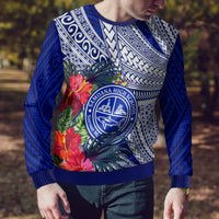 Personalised Samoana High School Ugly Christmas Sweater American Samoa Schools Polynesian Tropical Flowers - Wonder Print Shop