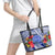 Personalised Samoana High School Leather Tote Bag American Samoa Schools Polynesian Tropical Flowers - Wonder Print Shop