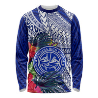 Personalised Samoana High School Long Sleeve Shirt American Samoa Schools Polynesian Tropical Flowers - Wonder Print Shop