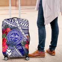 Personalised Samoana High School Luggage Cover American Samoa Schools Polynesian Tropical Flowers - Wonder Print Shop
