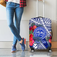 Personalised Samoana High School Luggage Cover American Samoa Schools Polynesian Tropical Flowers - Wonder Print Shop