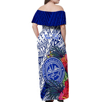Personalised Samoana High School Off Shoulder Maxi Dress American Samoa Schools Polynesian Tropical Flowers - Wonder Print Shop