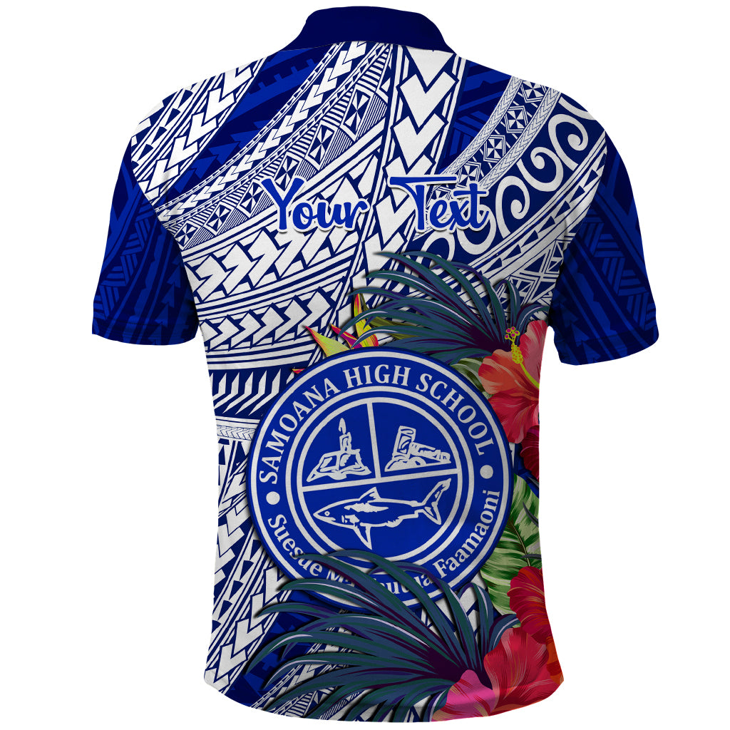 Personalised Samoana High School Polo Shirt American Samoa Schools Polynesian Tropical Flowers - Wonder Print Shop