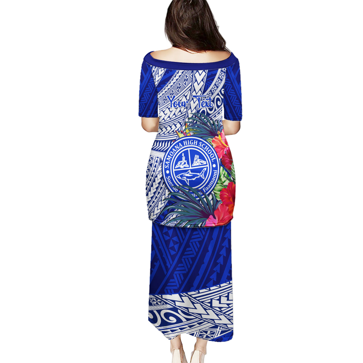 Personalised Samoana High School Puletasi American Samoa Schools Polynesian Tropical Flowers - Wonder Print Shop