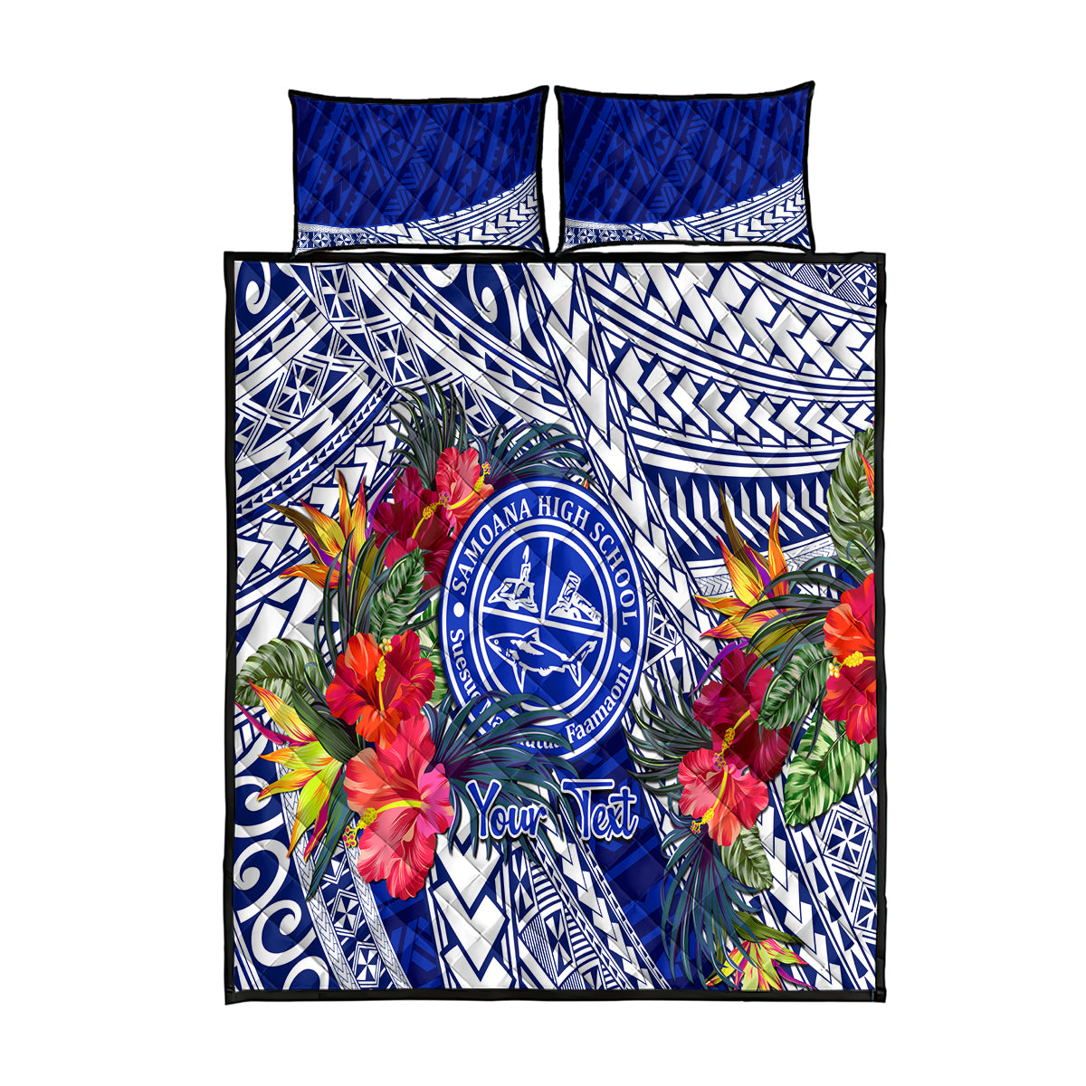Personalised Samoana High School Quilt Bed Set American Samoa Schools Polynesian Tropical Flowers - Wonder Print Shop