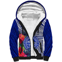 Personalised Samoana High School Sherpa Hoodie American Samoa Schools Polynesian Tropical Flowers - Wonder Print Shop