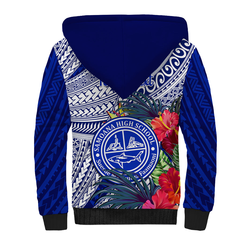 Personalised Samoana High School Sherpa Hoodie American Samoa Schools Polynesian Tropical Flowers - Wonder Print Shop