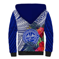 Personalised Samoana High School Sherpa Hoodie American Samoa Schools Polynesian Tropical Flowers - Wonder Print Shop