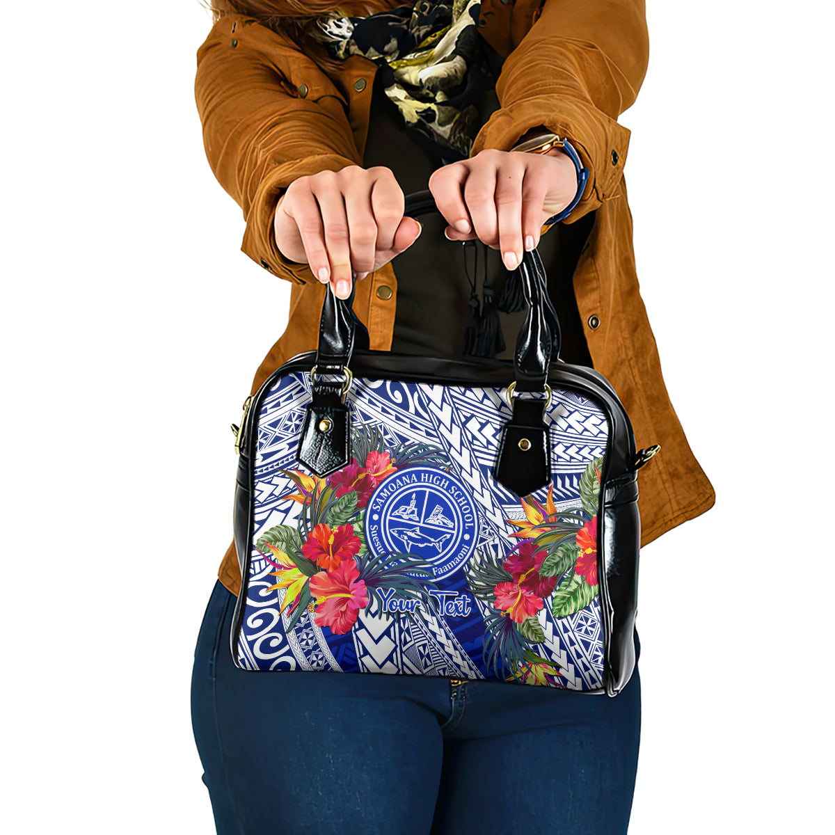 personalised-samoana-high-school-shoulder-handbag-american-samoa-schools-polynesian-tropical-flowers