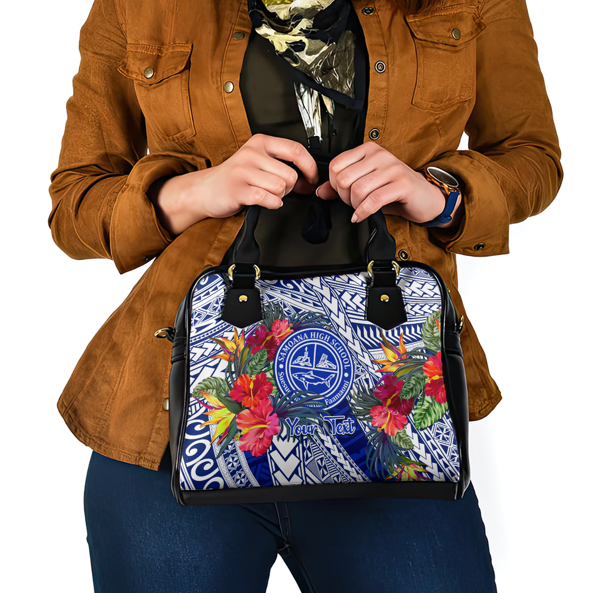 personalised-samoana-high-school-shoulder-handbag-american-samoa-schools-polynesian-tropical-flowers