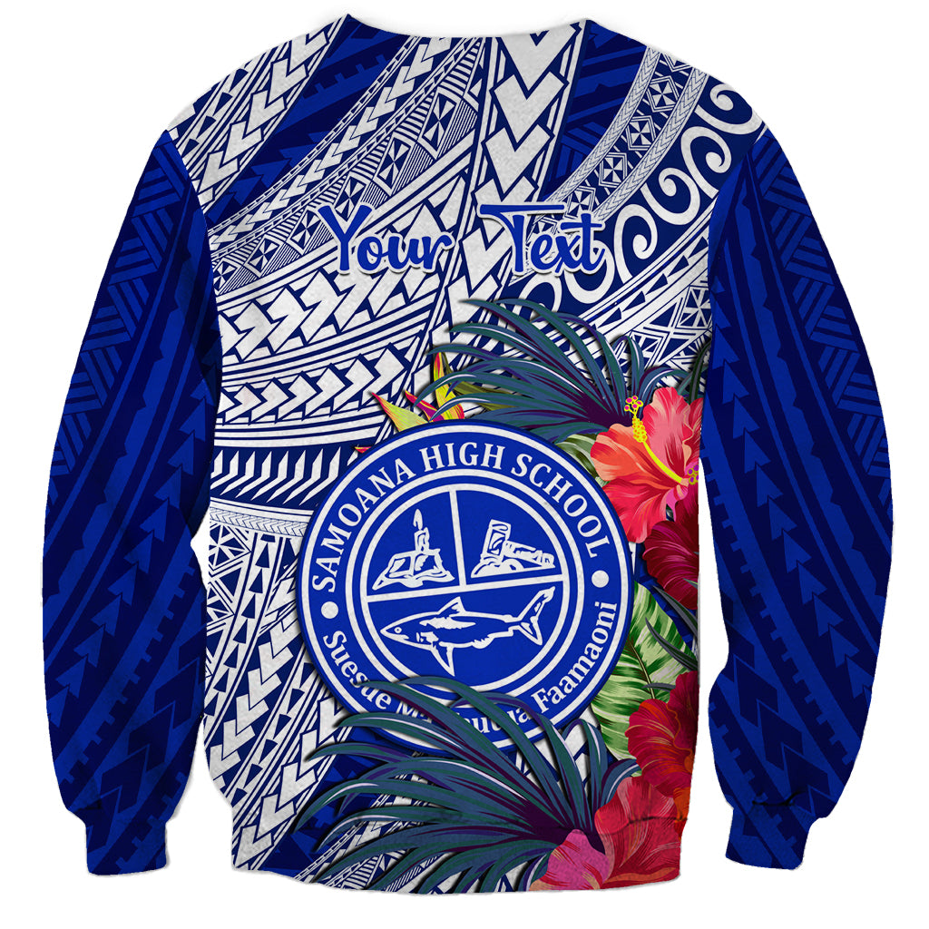 Personalised Samoana High School Sweatshirt American Samoa Schools Polynesian Tropical Flowers - Wonder Print Shop