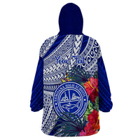 Personalised Samoana High School Wearable Blanket Hoodie American Samoa Schools Polynesian Tropical Flowers - Wonder Print Shop