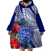 Personalised Samoana High School Wearable Blanket Hoodie American Samoa Schools Polynesian Tropical Flowers - Wonder Print Shop