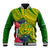 Personalised Leone High School Baseball Jacket American Samoa Schools Polynesian Tropical Flowers - Wonder Print Shop