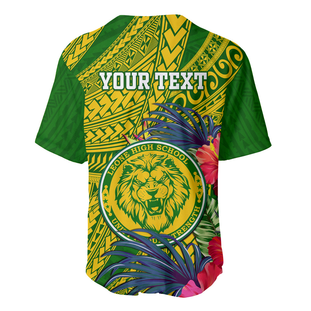 Personalised Leone High School Baseball Jersey American Samoa Schools Polynesian Tropical Flowers - Wonder Print Shop