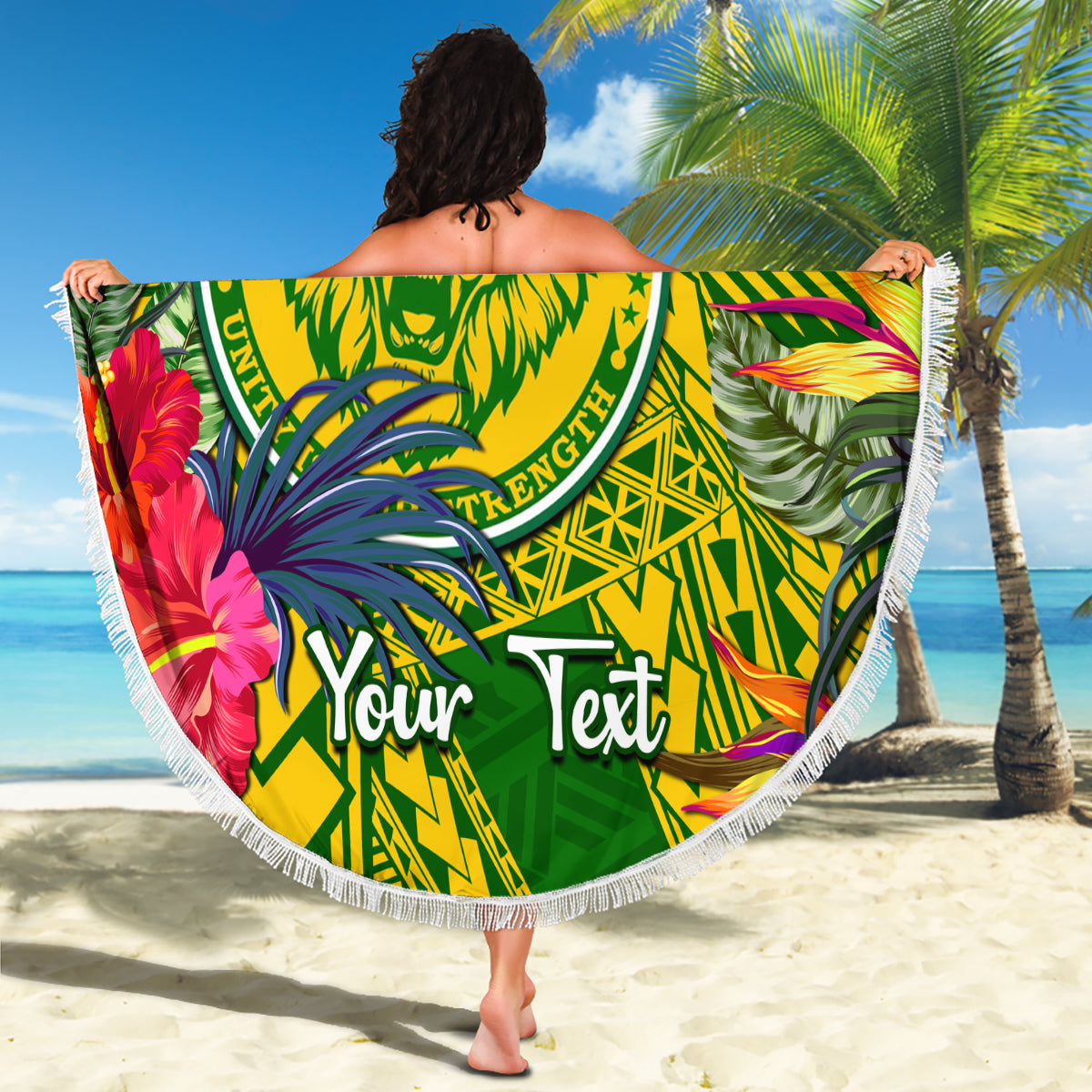 Personalised Leone High School Beach Blanket American Samoa Schools Polynesian Tropical Flowers - Wonder Print Shop
