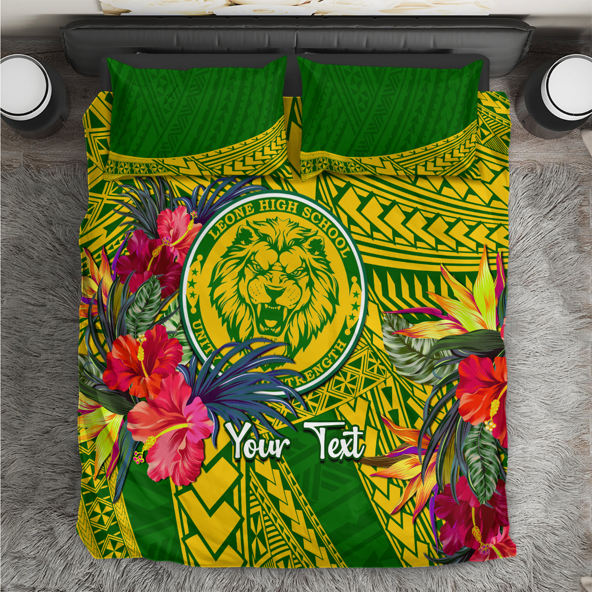 Personalised Leone High School Bedding Set American Samoa Schools Polynesian Tropical Flowers - Wonder Print Shop