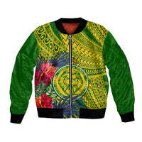 Personalised Leone High School Bomber Jacket American Samoa Schools Polynesian Tropical Flowers - Wonder Print Shop