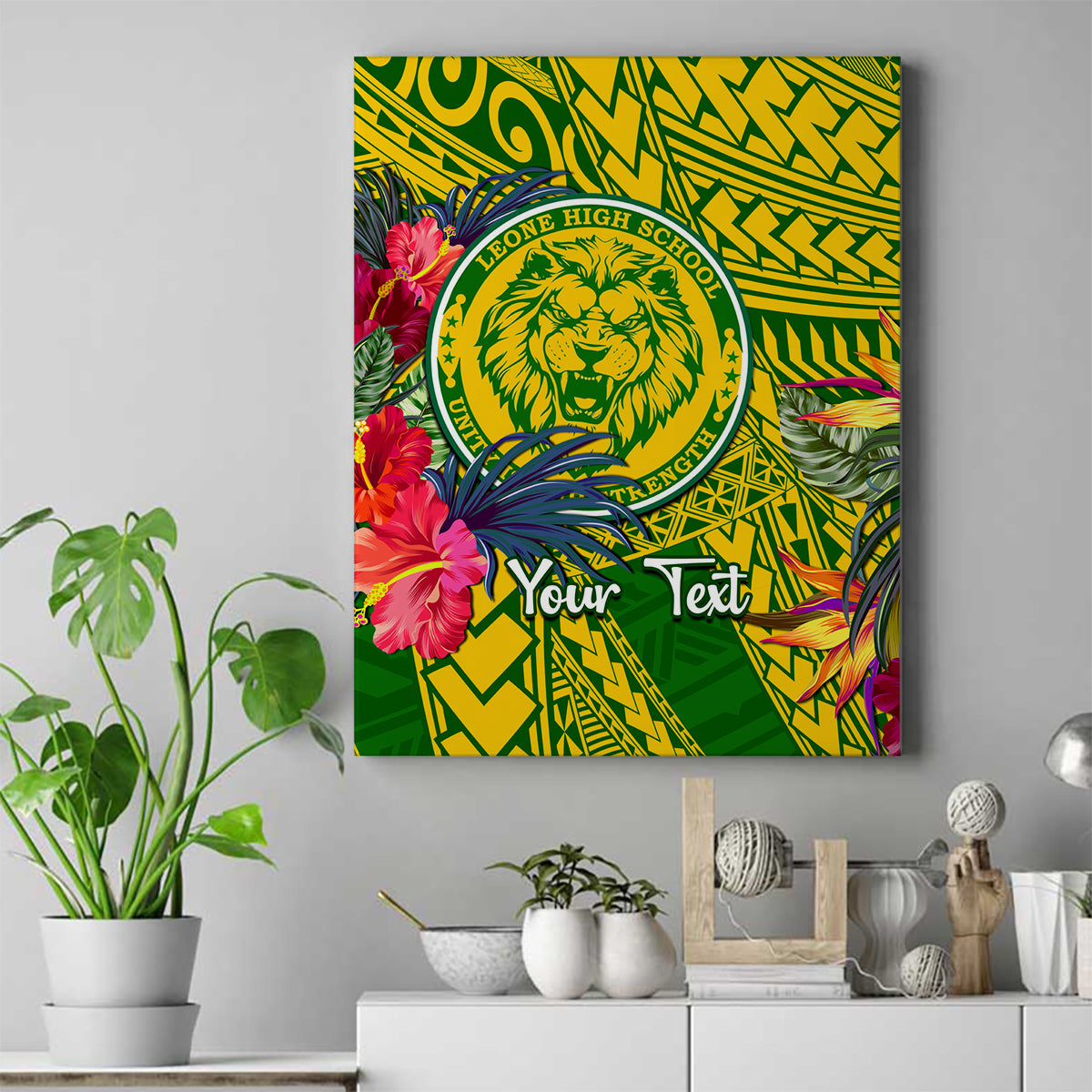 Personalised Leone High School Canvas Wall Art American Samoa Schools Polynesian Tropical Flowers - Wonder Print Shop