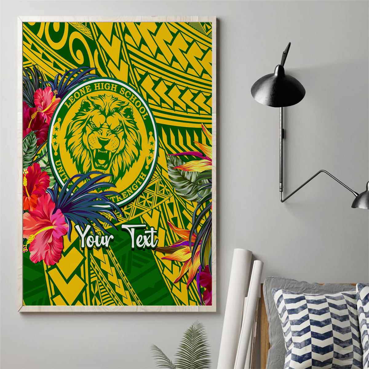 Personalised Leone High School Canvas Wall Art American Samoa Schools Polynesian Tropical Flowers - Wonder Print Shop