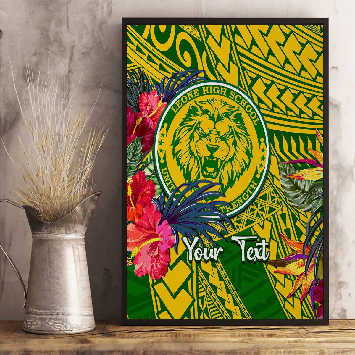 Personalised Leone High School Canvas Wall Art American Samoa Schools Polynesian Tropical Flowers - Wonder Print Shop