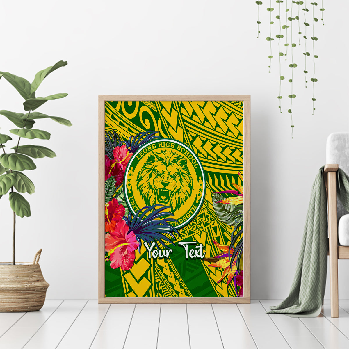Personalised Leone High School Canvas Wall Art American Samoa Schools Polynesian Tropical Flowers - Wonder Print Shop
