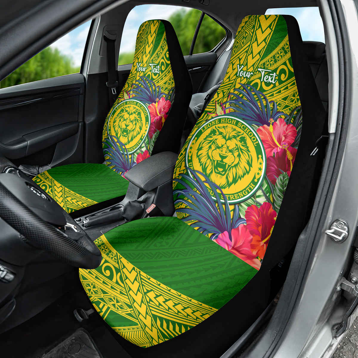 Personalised Leone High School Car Seat Cover American Samoa Schools Polynesian Tropical Flowers - Wonder Print Shop