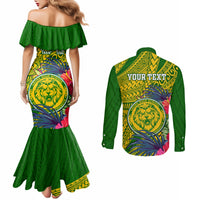 personalised-leone-high-school-couples-matching-mermaid-dress-and-long-sleeve-button-shirt-american-samoa-schools-polynesian-tropical-flowers