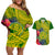 Personalised Leone High School Couples Matching Off Shoulder Short Dress and Hawaiian Shirt American Samoa Schools Polynesian Tropical Flowers - Wonder Print Shop