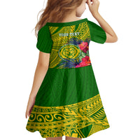 Personalised Leone High School Family Matching Long Sleeve Bodycon Dress and Hawaiian Shirt American Samoa Schools Polynesian Tropical Flowers - Wonder Print Shop