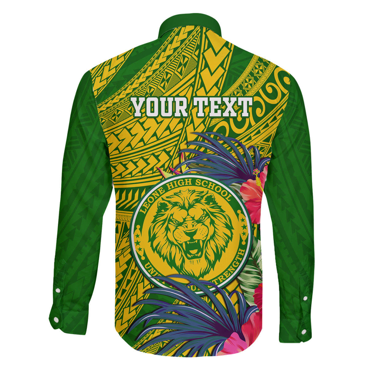 Personalised Leone High School Family Matching Long Sleeve Bodycon Dress and Hawaiian Shirt American Samoa Schools Polynesian Tropical Flowers - Wonder Print Shop